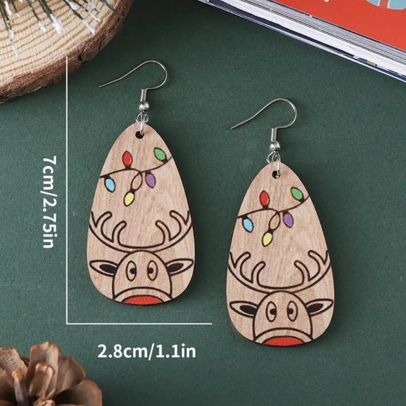 3/$12~Reindeer and Christmas Light Earrings - Picture 3 of 3